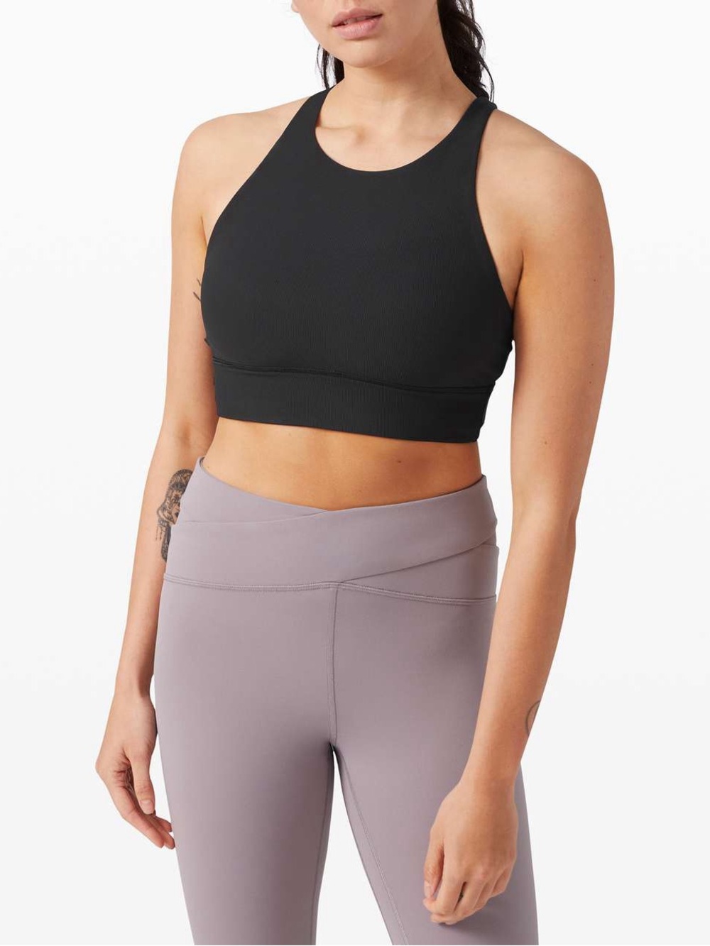 Lululemon Energy Bra Ribbed High Neck Long Line Black Size 4